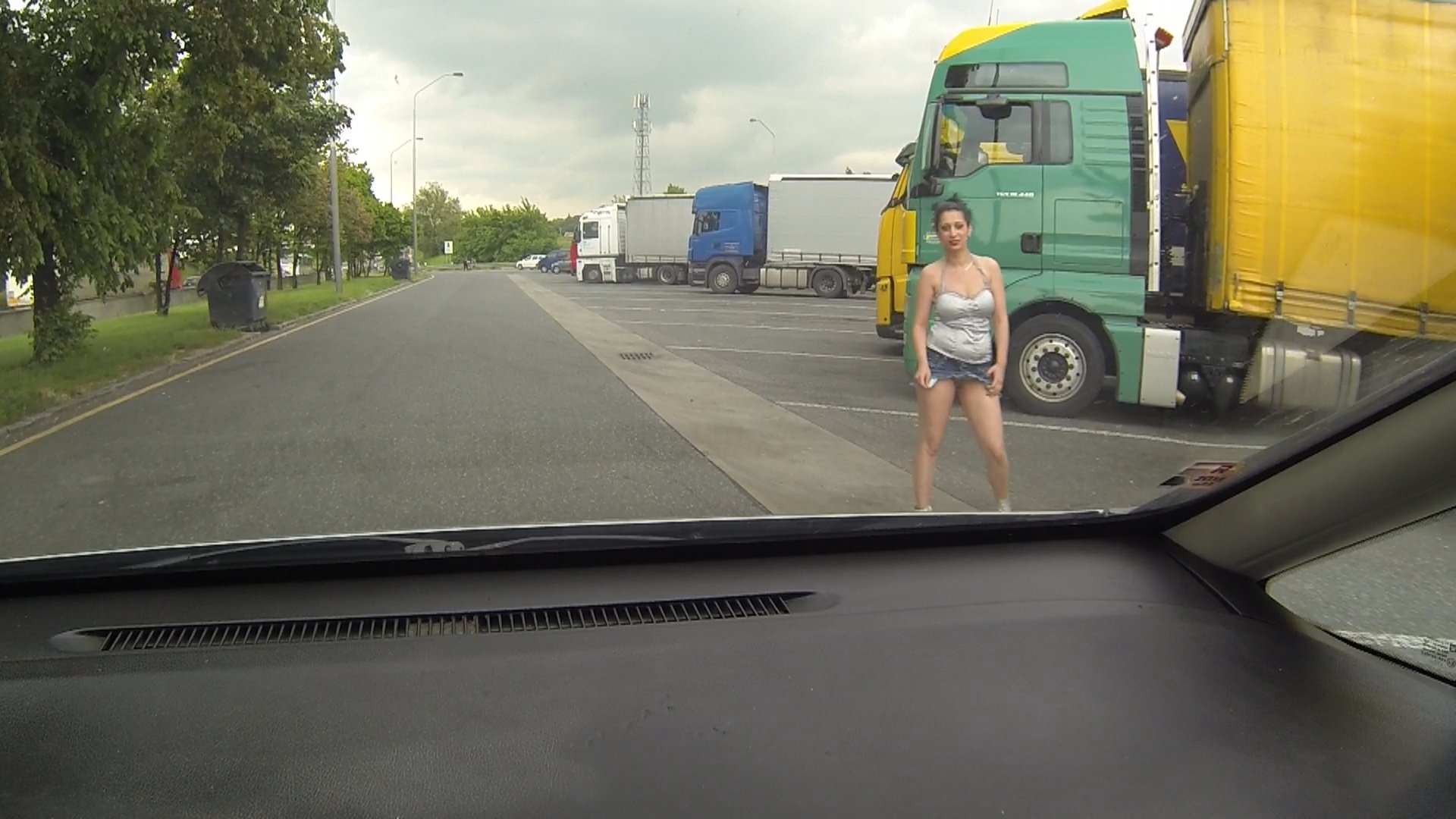 Real WHORE Picked up Between Trucks and Get Paid for Sex at Fapnado