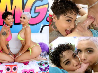 Aaliyah And Honey ir um pouco louco On A Dick