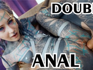 DOPPIO ANAL dalla ragazza tatuata ANUSKATZZ / DAP con ingoiare, gape, prolasso - punk - goth