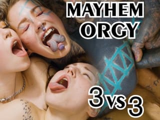 hardcore alternative ORGIE - 3 gegen 3 anal ficken - ATM, gape, DP, Facial - Mina K, Eden Ivy, Anuskatzz