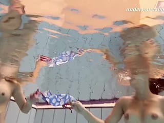 Russian hot teens swim nude underwater