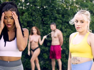 Großer Arsch Ebony MILF hat ein bisexuelles Vierteil mit ihrer Freundin und Nachbarn