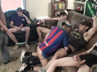 Huge cock gay gangbang