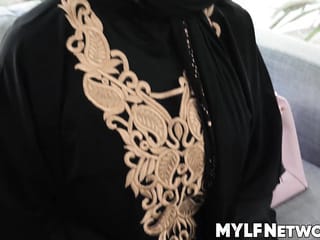 Lustful Kylie Kingston sucks hard cock with her hijab with nerdy repairman Rion