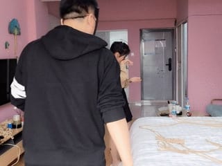 Super tight straight arm pony tied up, cotton socks gagging, orgasm stimulation (Chinese model XiaoBei)