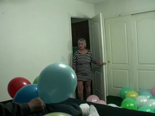 Mean And Nasty Step-Grandma Smokes And Fucks Step-Grandson While Busting Balloons ( PART 1 )