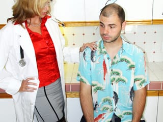 Milf Doctor wants a cock! Curing stress with a good fuck!