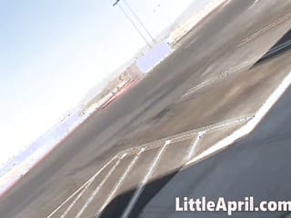 Little April Dogging in a Bike